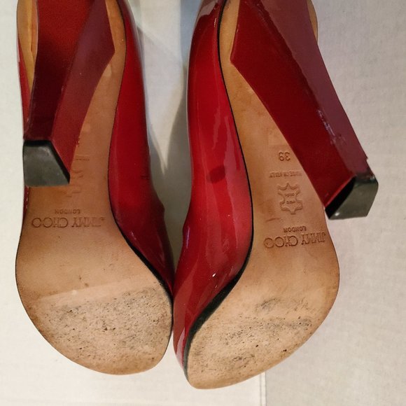 Jimmy Choo Red Tee Strap Heels Size 8 (Eur 39) - Picture 5 of 5